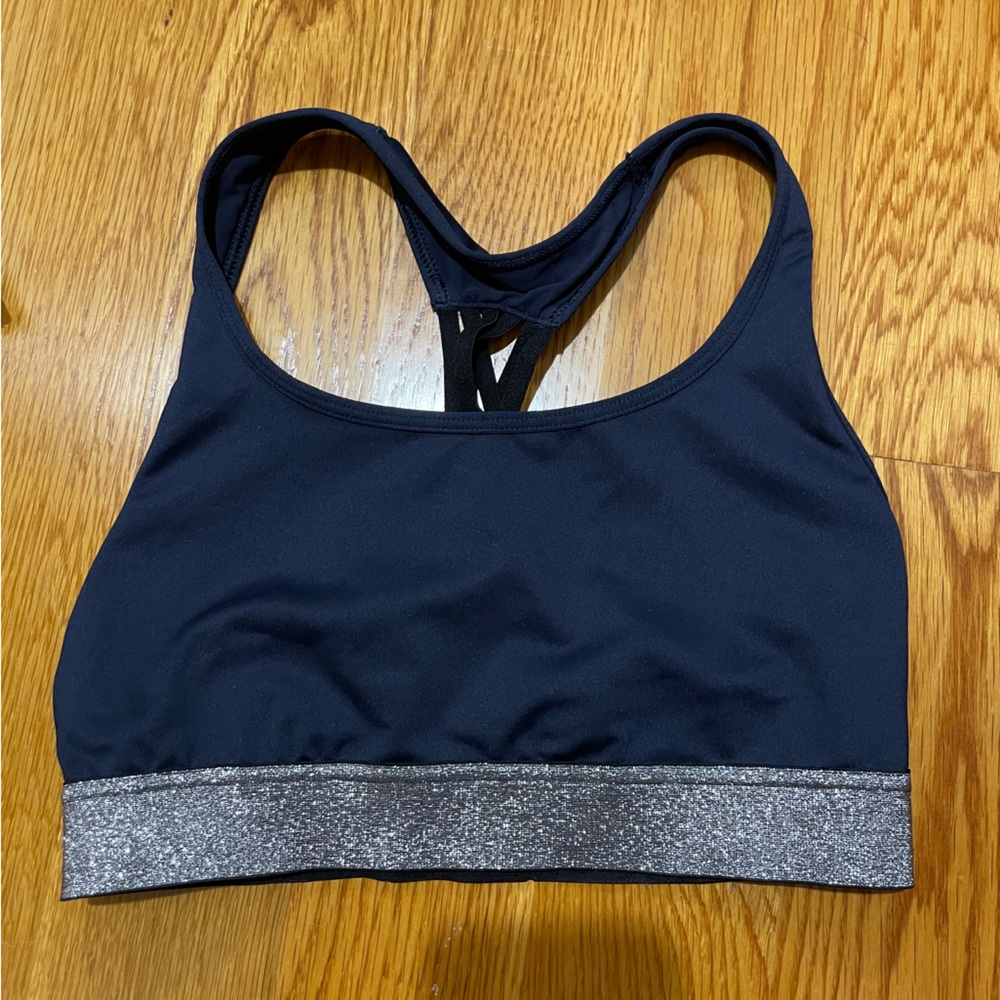 Victoria’s Secret Sports Bra Navy with Silver Trim